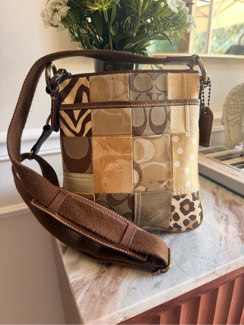 Coach Vintage Y2K Patchwork Bag Tan Crossbody Swingpack